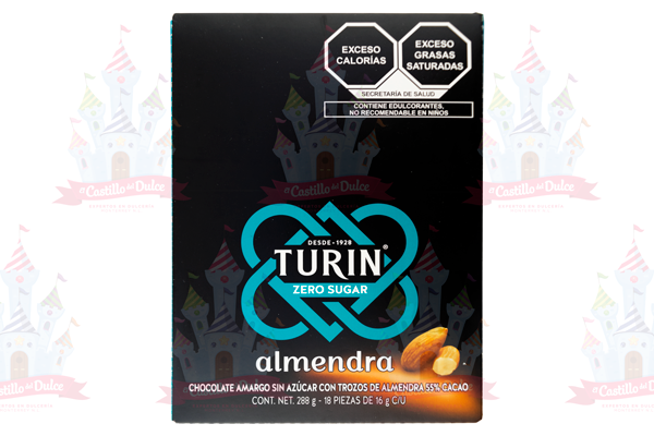 CHOCOLATE ALMENDRA ZERO AZUCAR  5/18 PZA TURIN