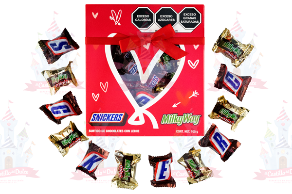 REGALO SNICKER-MILKY SAN VALENTIN 9/105 GRS 12 PZA APROX