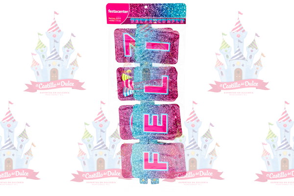 BANNER MOV. FELIZ CUMPLE GLITTER 25/1 PZ FESTACEN