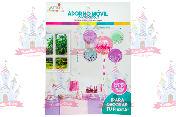 ADORNO MOV. SWEET BALLOONS ROSA 6/1 PZ GRANM