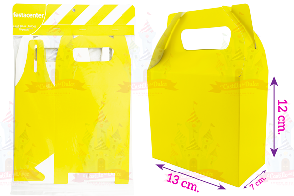 CAJA P/DULCES AMARILLO LISO 25/10 PZ FESTACENTER