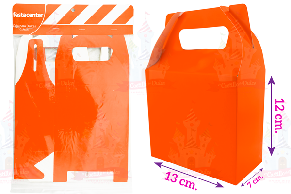 CAJA P/DULCES NARANJA 25/10 PZ FESTACENTER