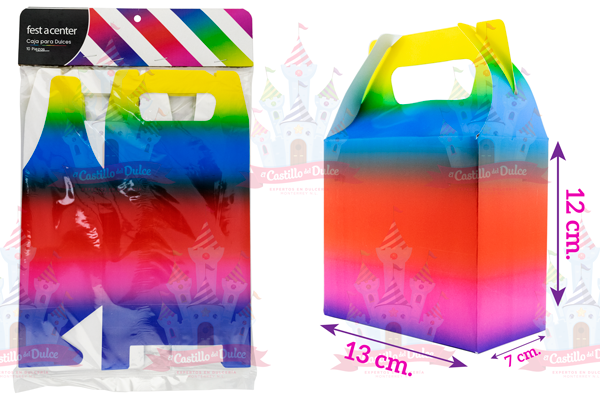 CAJA P/DULCES RAINBOW 25/10 PZA FESTACENTER