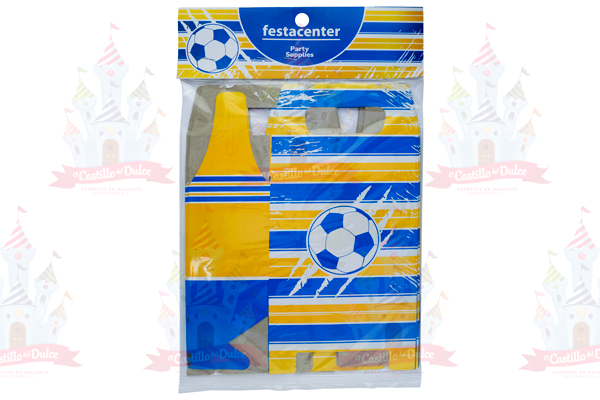 CAJA P/DULCES SOCCER AMARILLO/AZUL 25/6 PZA FESTACENTER