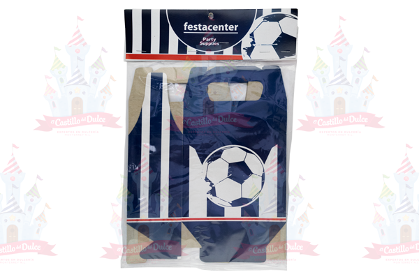 CAJA P/DULCES SOCCER AZUL/BLANCO 25/6 PZA FESTACENTER