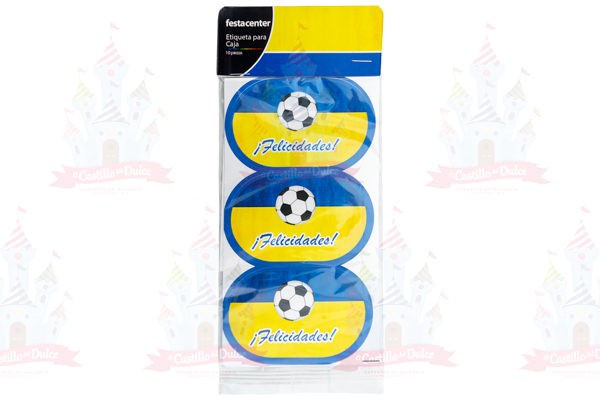 ETIQUETA SOCCER AZUL/BCO 25/10 PZA FESTACENTER