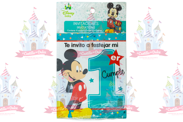 INVITACION MICKEY TURQUESA 24/6 PZA GRANMARK