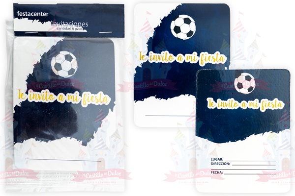 INVITACION SOCCER AZUL/BLANCO 25/6 PZ FESTACENTER