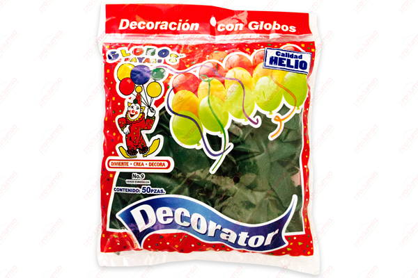 GLOBO DECORATOR #9 VERDE ESMERALDA 100/50 PZ