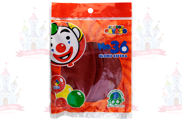 GLOBO ESFERA P-36 ROJO CEREZA 10/3 PZA FAB SELEC