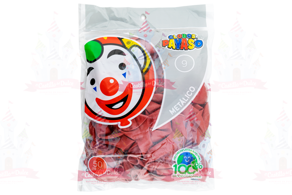 GLOBO MET #9 ROJO CEREZA 100/50 PZS