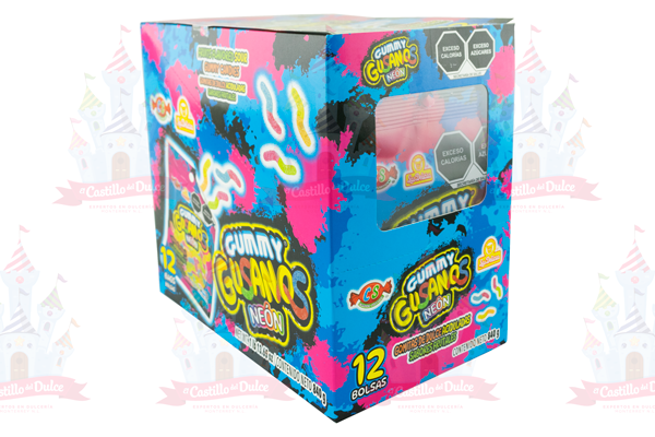 GUMMY GUSANOS NEON 8/12 PZ (70 GRS)  DELICIAS