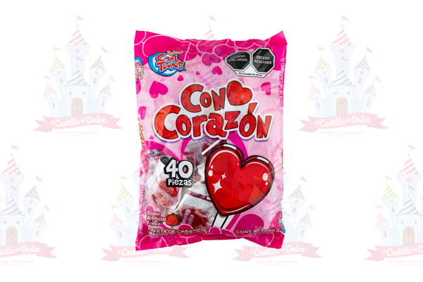 PALETA CON CORAZON 24/40 PZA COOL TOONS